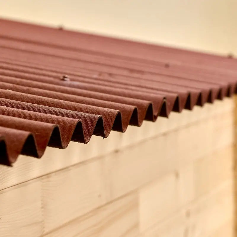 Abri en bois massif 12m² – madriers 28mm + couverture plaques ondulées - Habrita Ma boutique