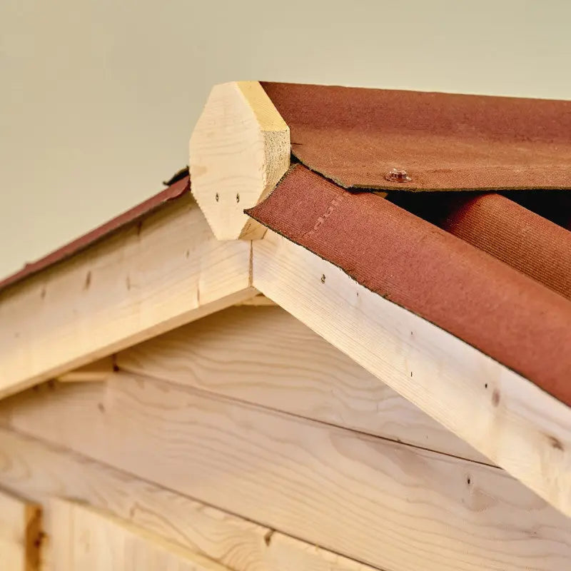 Abri en bois massif 12m² – madriers 28mm + couverture plaques ondulées - Habrita Ma boutique