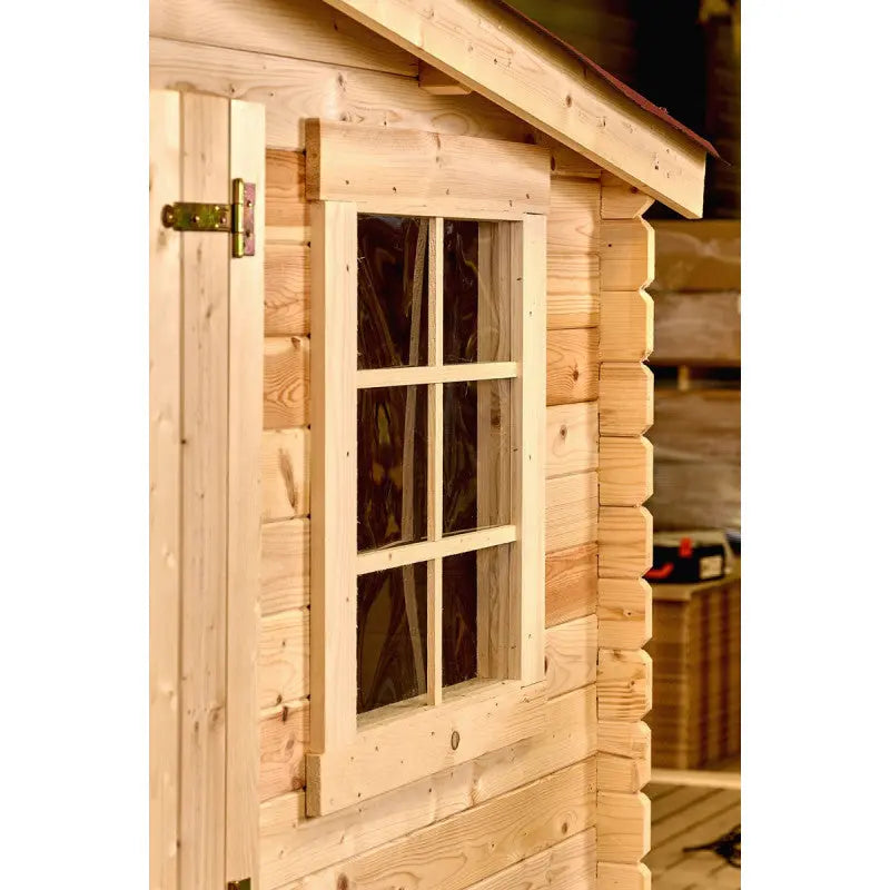 Abri en bois massif 12m² – madriers 28mm + couverture plaques ondulées - Habrita Ma boutique