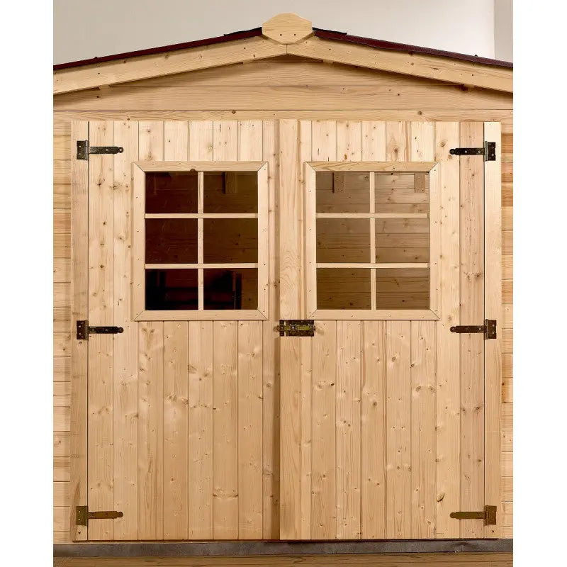 Abri en bois massif 12m² – madriers 28mm + couverture plaques ondulées - Habrita Ma boutique