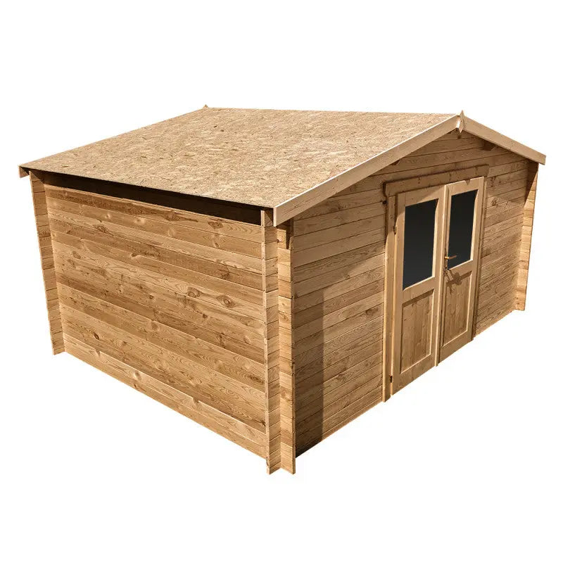 Abri en bois massif 12m² PRIMO 28mm traité teinté marron Gardy Shelter Ma boutique