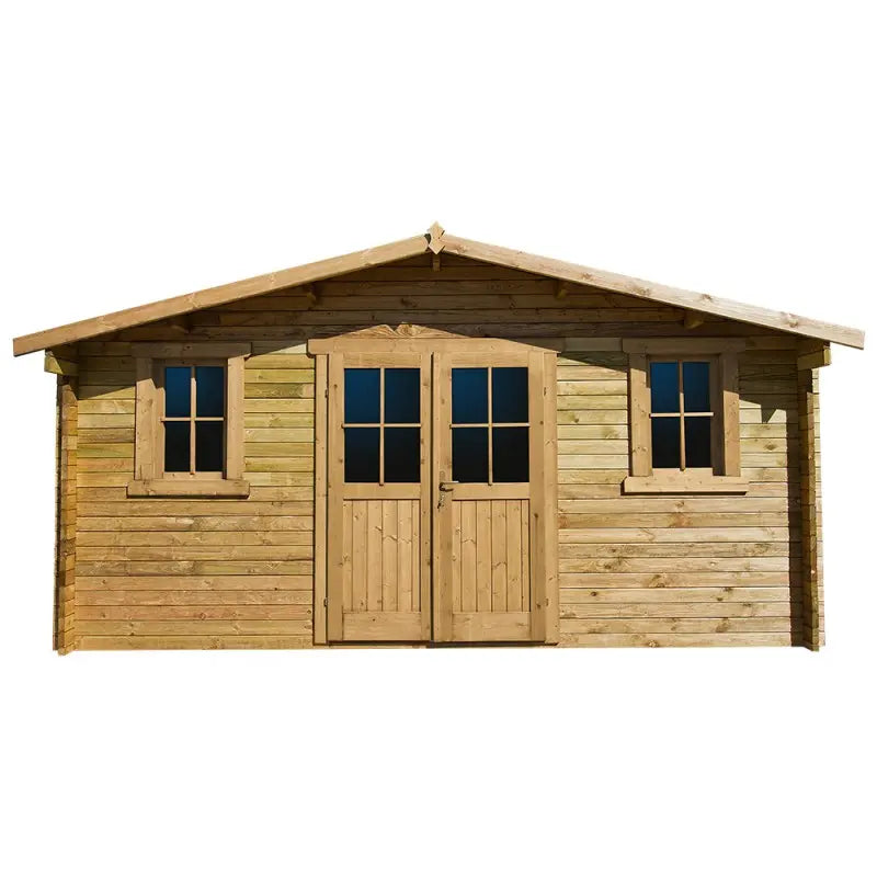Abri en bois massif 16m² PLUS 28mm traité teinté marron Gardy Shelter Ma boutique
