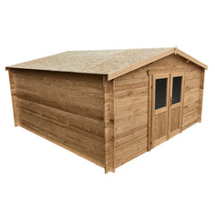 Abri en bois massif 16m² PRIMO 28mm traité teinté marron Gardy Shelter Ma boutique