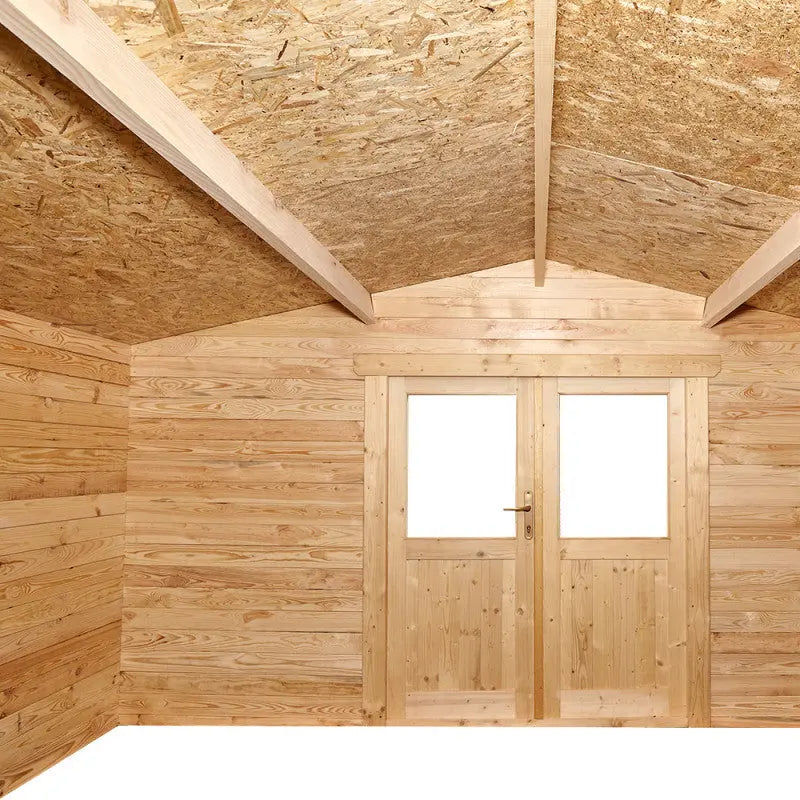 Abri en bois massif 16m² PRIMO 28mm traité teinté marron Gardy Shelter Ma boutique