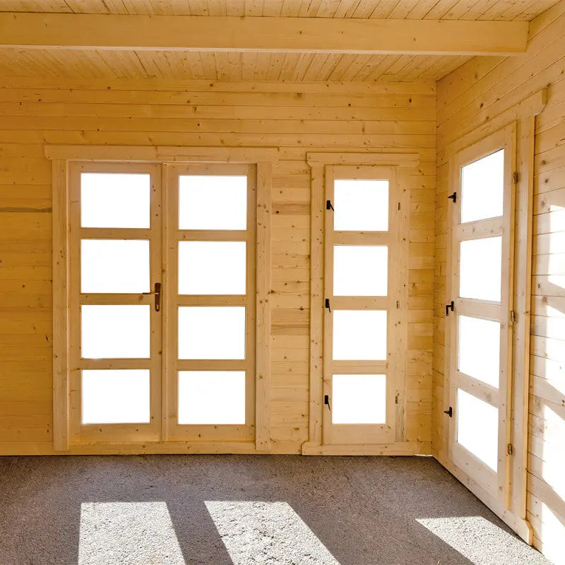 Abri en bois massif 19,25m² cloisonné MODERNE 40mm Gardy Shelter Ma boutique