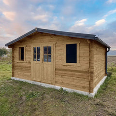 Abri en bois massif 19,8m² PLUS 28mm traité teinté marron Gardy Shelter Ma boutique
