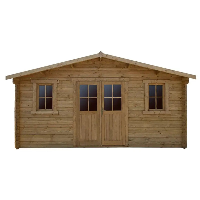 Abri en bois massif 19,8m² PLUS 28mm traité teinté marron Gardy Shelter Ma boutique