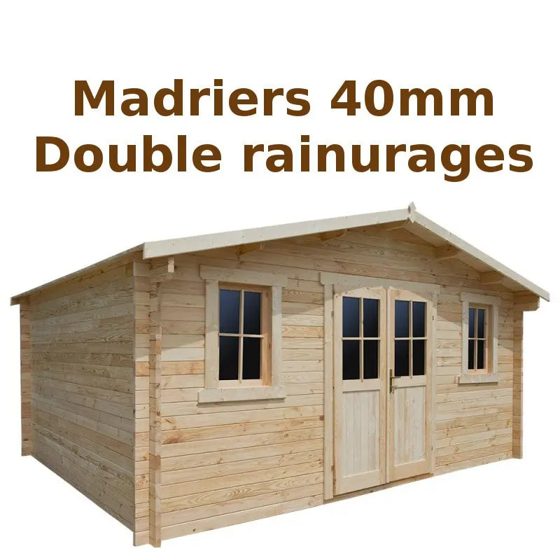 Abri en bois massif 19,8m² PLUS 40mm brut Gardy Shelter Ma boutique
