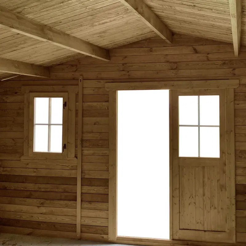 Abri en bois massif 19,8m² PLUS 40mm traité teinté marron Gardy Shelter Ma boutique