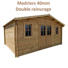 Abri en bois massif 19,8m² PLUS 40mm traité teinté marron Gardy Shelter Ma boutique