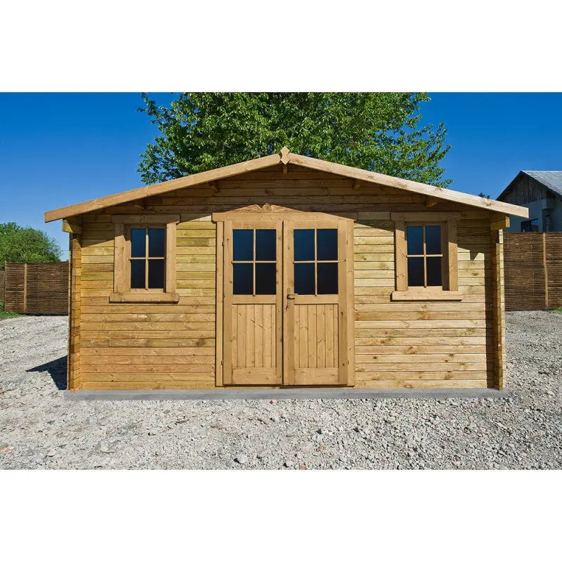 Abri en bois massif 19,8m² PLUS 40mm traité teinté marron Gardy Shelter Ma boutique
