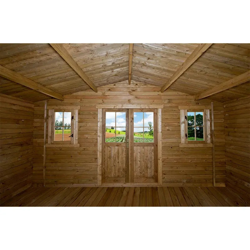 Abri en bois massif 19,8m² PLUS 40mm traité teinté marron Gardy Shelter Ma boutique