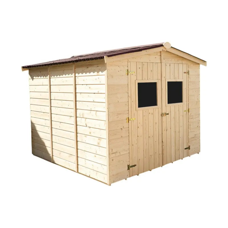 Abri en bois massif 5,76m² Habrita – panneaux 16mm + plancher + couverture plaques ondulées Ma boutique