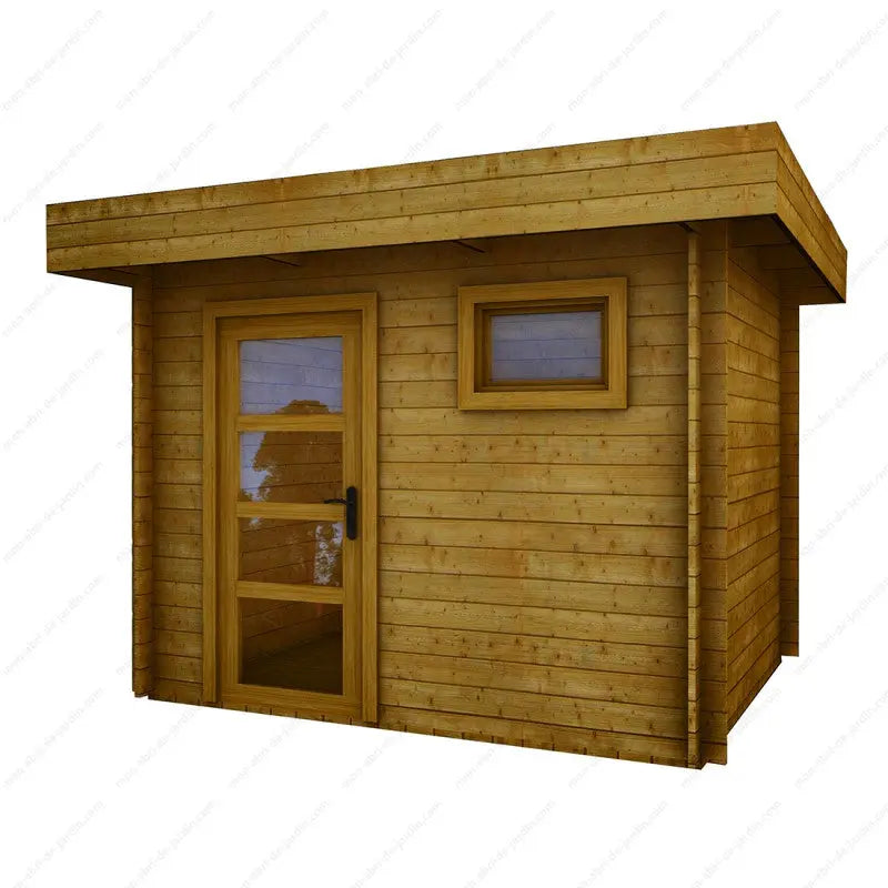 Abri en bois massif 7,5m² MODERNE traité marron 28mm Gardy Shelter Ma boutique