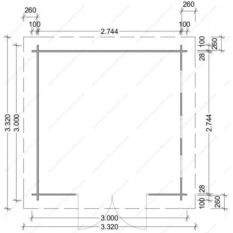 Abri en bois massif 9m² MODERNE - madriers 28mm Gardy Shelter Ma boutique