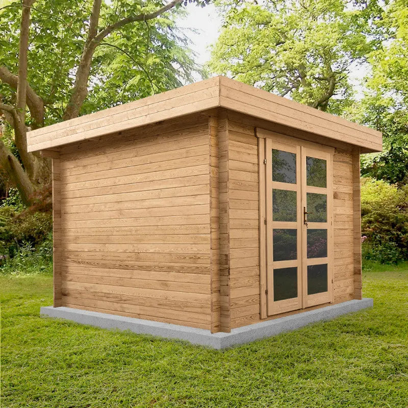 Abri en bois massif 9m² MODERNE traité marron 28mm Gardy Shelter Ma boutique
