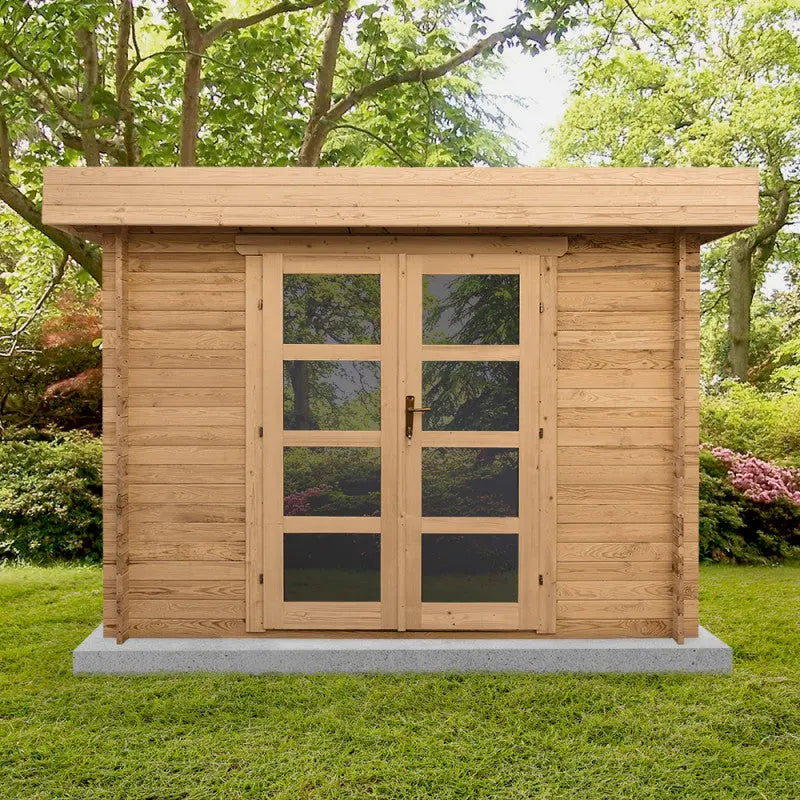 Abri en bois massif 9m² MODERNE traité marron 40mm Gardy Shelter Ma boutique