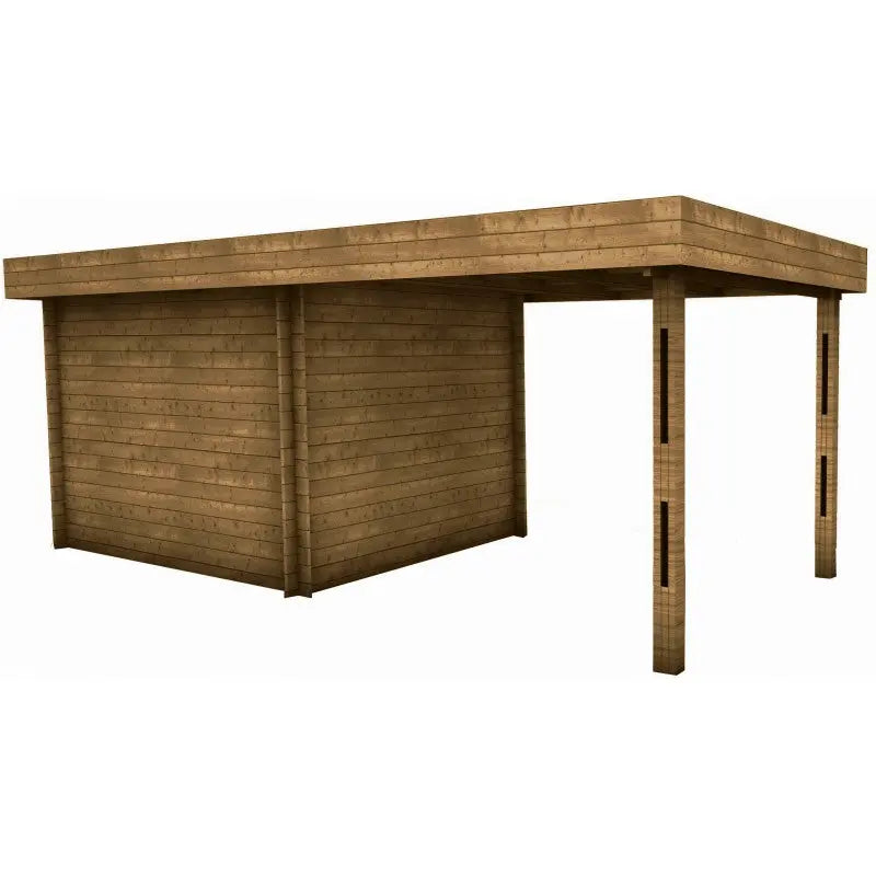 Abri en bois massif 9m² MODERNE traité marron + terrasse Gardy Shelter Ma boutique