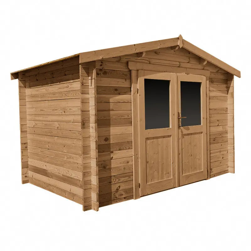 Abri en bois massif 6m² PRIMO 28mm traité teinté marron Gardy Shelter Ma boutique