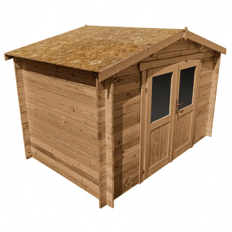 Abri en bois massif 6m² PRIMO 28mm traité teinté marron Gardy Shelter Ma boutique