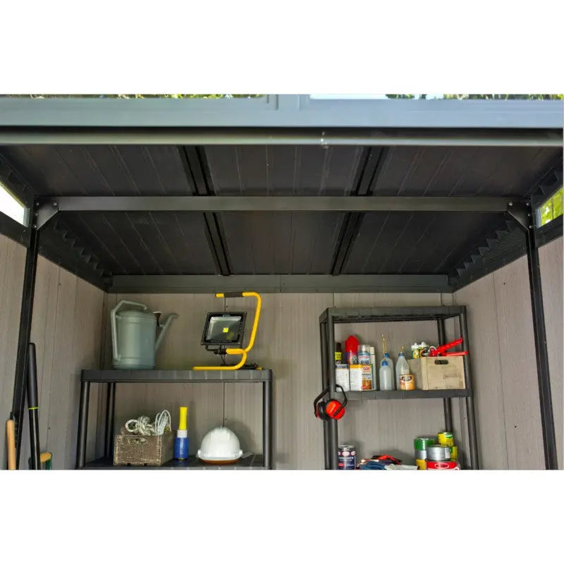 Abri en résine brossée monopente Brossium 4,7m² + plancher Keter Ma boutique