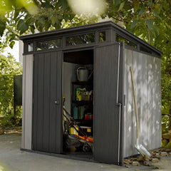 Abri en résine brossée monopente Brossium 4,7m² + plancher Keter Ma boutique