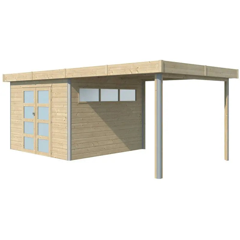 Abri Kasuko S 8,7m² + extension 285cm en bois massif 28mm avec profils de coins en aluminium + porte et fenêtre – Gardenas Ma boutique