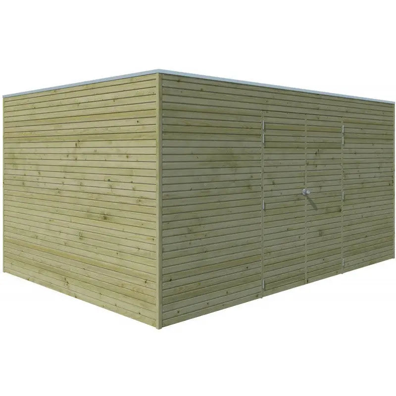 Abri Qube 12,6m² en bois traité autoclave 27mm avec porte double battante + fenêtre  – Gardenas Ma boutique