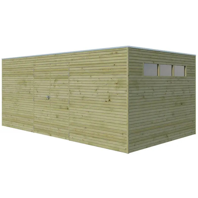 Abri Qube 15,3m² en bois en bois traité autoclave 27mm avec porte double battante + fenêtre  – Gardenas Ma boutique