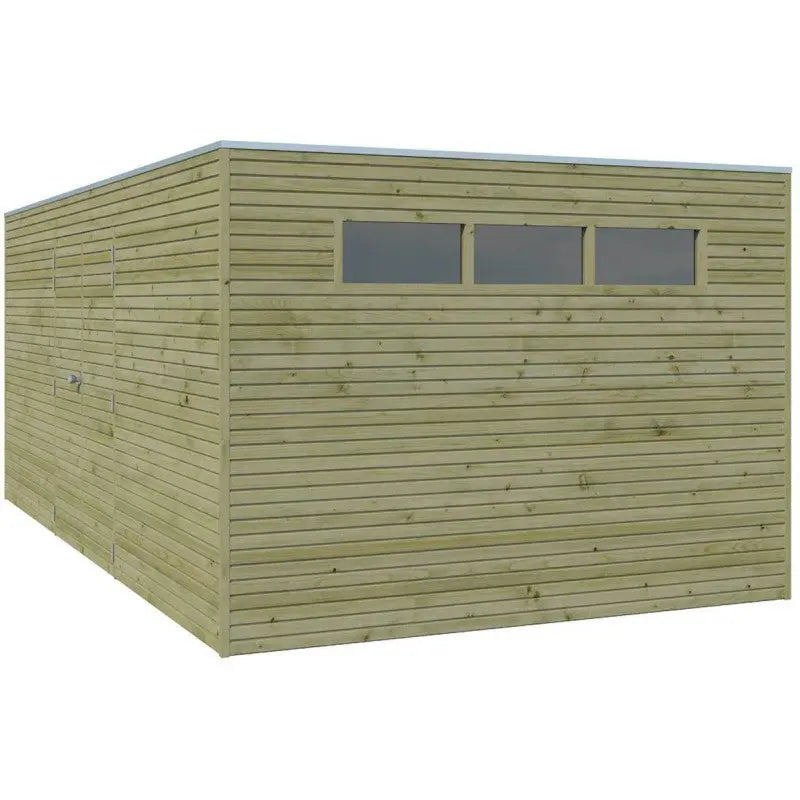 Abri Qube 15,3m² en bois en bois traité autoclave 27mm avec porte double battante + fenêtre  – Gardenas Ma boutique