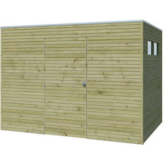 Abri Qube 6,3m² en bois traité autoclave 27mm avec porte simple battante + fenêtre  – Gardenas Ma boutique