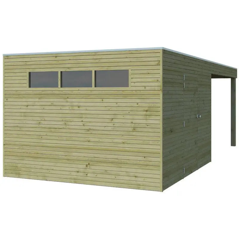 Abri Qube + extension 18m² en bois traité autoclave 27mm – Gardenas Ma boutique