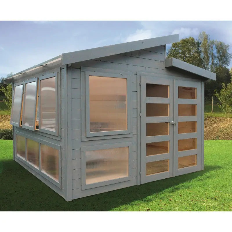 Abri serre en bois massif 28mm - 8,91m² toit gradin SOLID Ma boutique