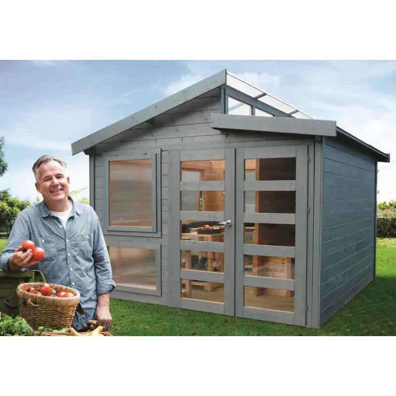 Abri serre en bois massif 28mm - 8,91m² toit gradin SOLID Ma boutique