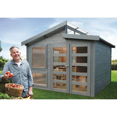 Abri serre en bois massif 28mm - 8,91m² toit gradin SOLID Ma boutique