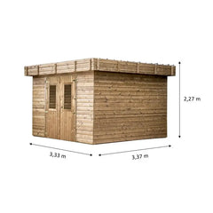 Abri Thalasso 11,22m² en bois thermo traité toit plat en acier HABRITA Ma boutique