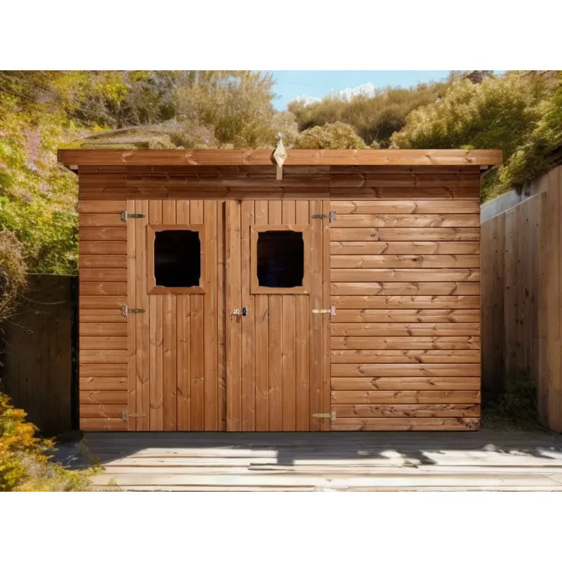 Abri Theora 7,33m² en bois thermo traité et toiture en acier HABRITA Ma boutique