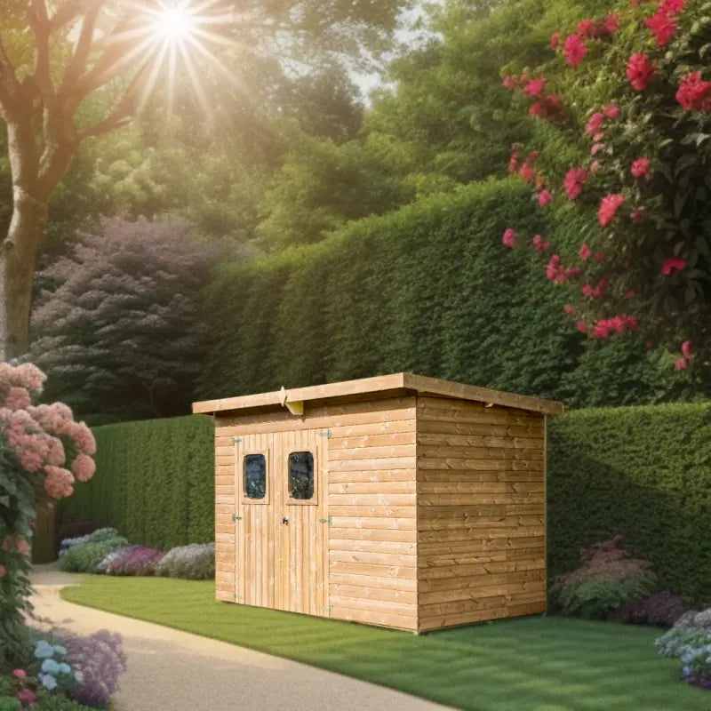 Abri Theora 7,33m² en bois thermo traité et toiture en acier HABRITA Ma boutique