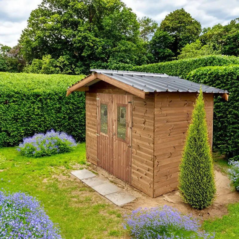 Abri Therma 7,04m² en bois thermo traité et toiture en acier HABRITA Ma boutique