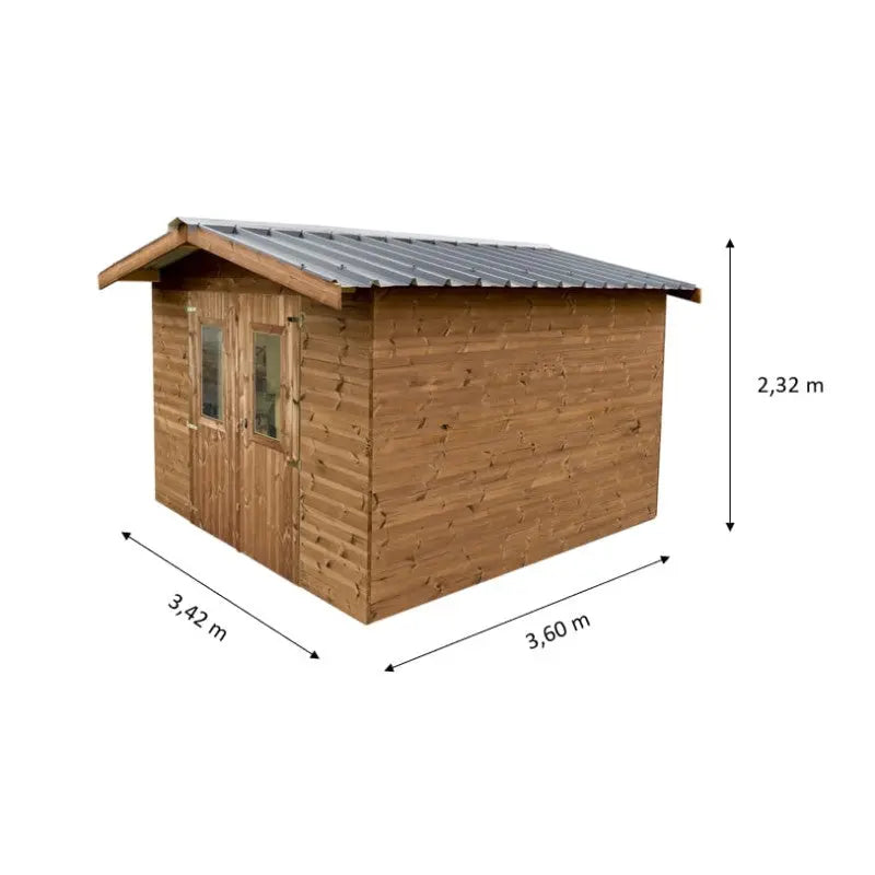 Abri Thermabri 12,31m² en bois thermo traité toiture en acier HABRITA Ma boutique