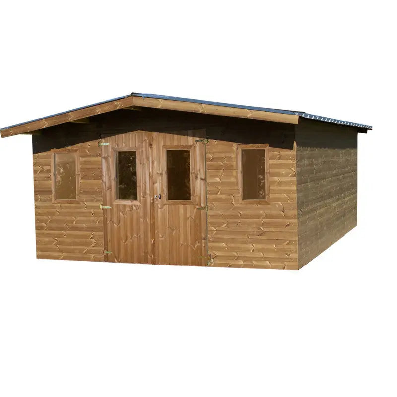 Abri Thermabri 19,69m² en bois thermo traité toiture en acier HABRITA Ma boutique