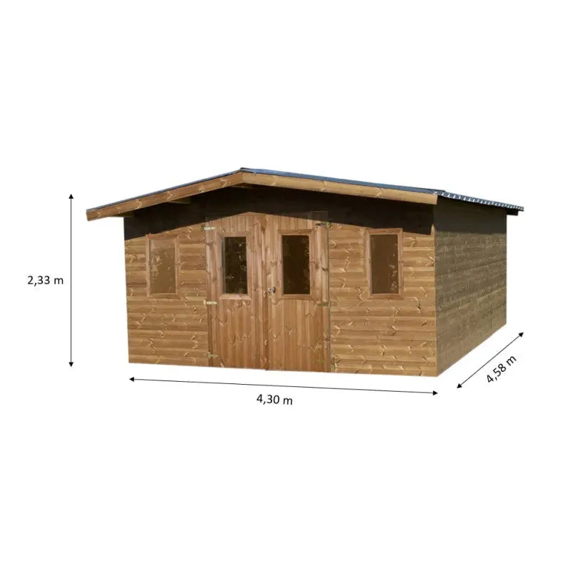 Abri Thermabri 19,69m² en bois thermo traité toiture en acier HABRITA Ma boutique