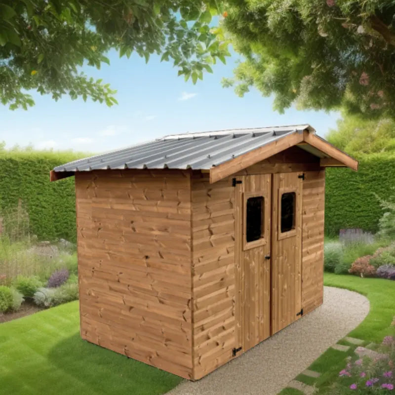 Abri Thermabri 7,62m² en bois thermo traité toiture en acier HABRITA Ma boutique