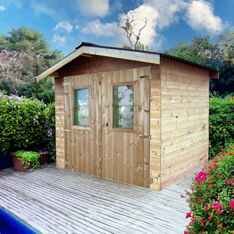 Abri Thermabri 7,45m² en bois thermo traité toiture Onduline HABRITA Ma boutique