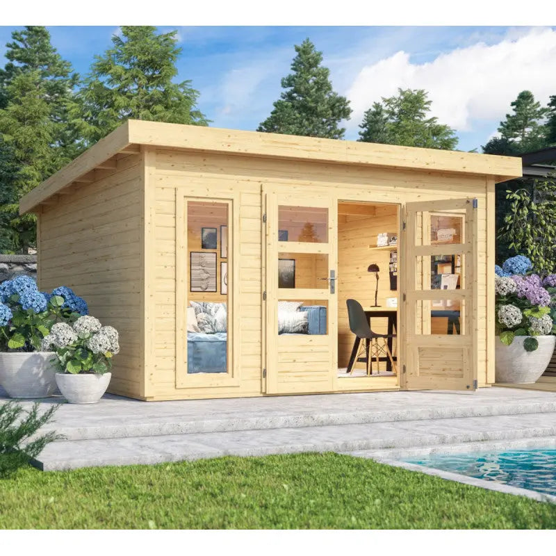 Abri toit plat 13,60m² bois massif 40mm Northeim 5 – Karibu Ma boutique