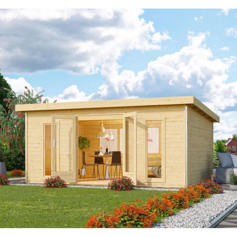 Abri toit plat 18,08m² bois massif 40mm Radeburg 4 – Karibu Ma boutique