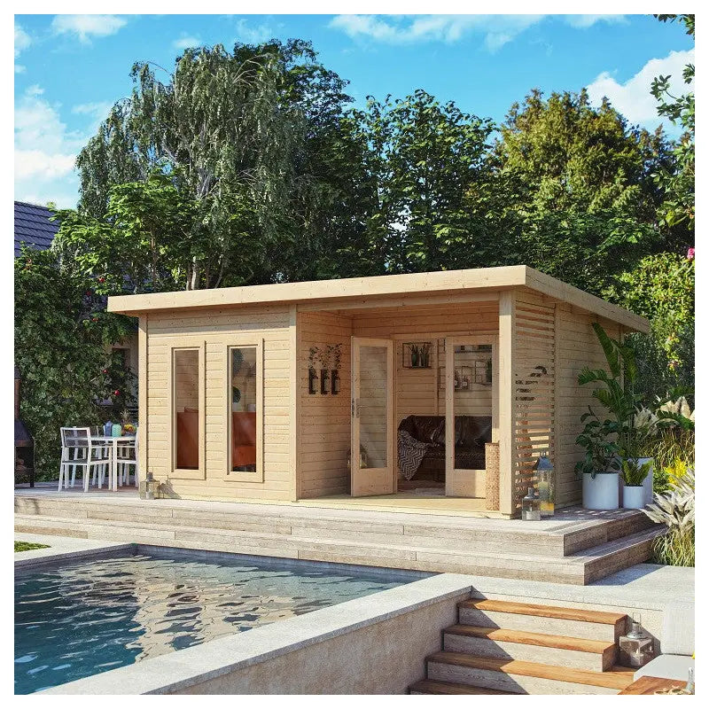 Abri toit plat 18,78m² bois massif 40mm Radeburg 5 – Karibu Ma boutique