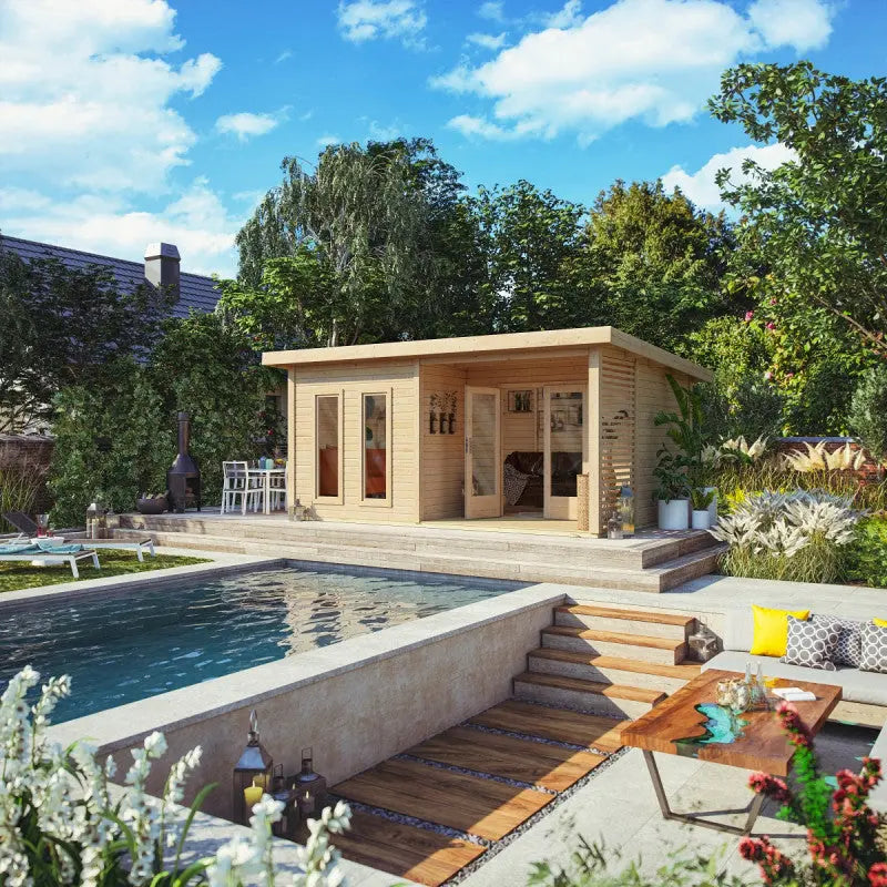 Abri toit plat 18,78m² bois massif 40mm Radeburg 5 – Karibu Ma boutique