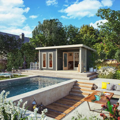 Abri toit plat 18,78m² bois massif gris terre 40mm Radeburg 5 – Karibu Ma boutique