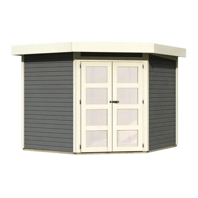 Abri toit plat 4,62m² Goldendorf 3 en bois vitrifié gris 19mm - Karibu Ma boutique
